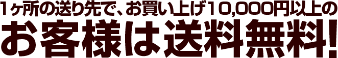 1ヶ所の送り先で、お買い上げ10,000円以上のお客様は送料無料!