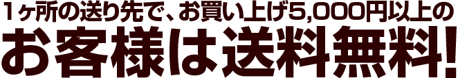 1ヶ所の送り先で、お買い上げ5,000円以上のお客様は送料無料!